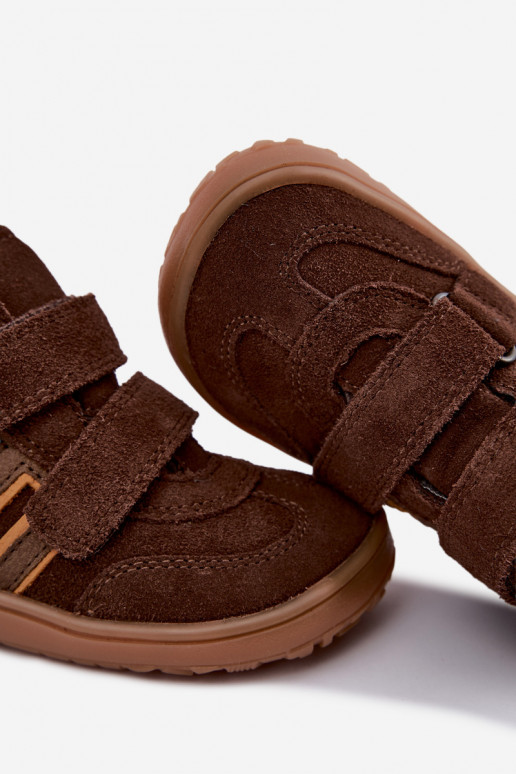 Calçado infantil de camurça sintética Barefoot FRODDO G3110285-3 castanho