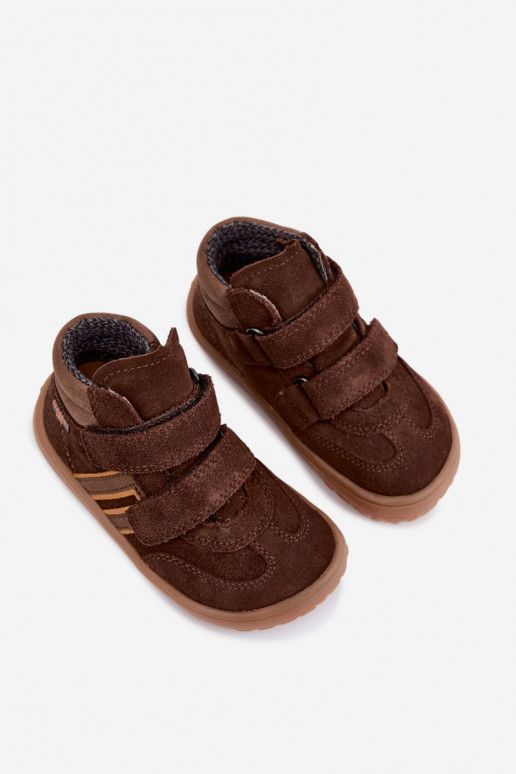 Calçado infantil de camurça sintética Barefoot FRODDO G3110285-3 castanho
