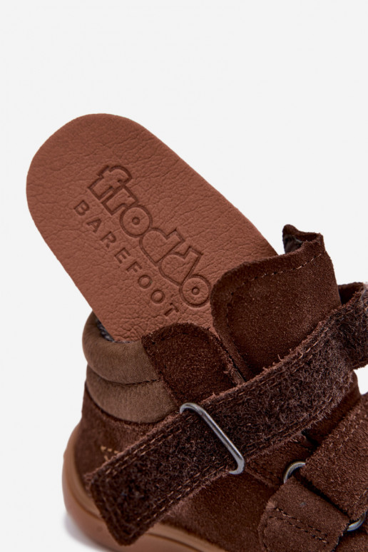 Calçado infantil de camurça sintética Barefoot FRODDO G3110285-3 castanho