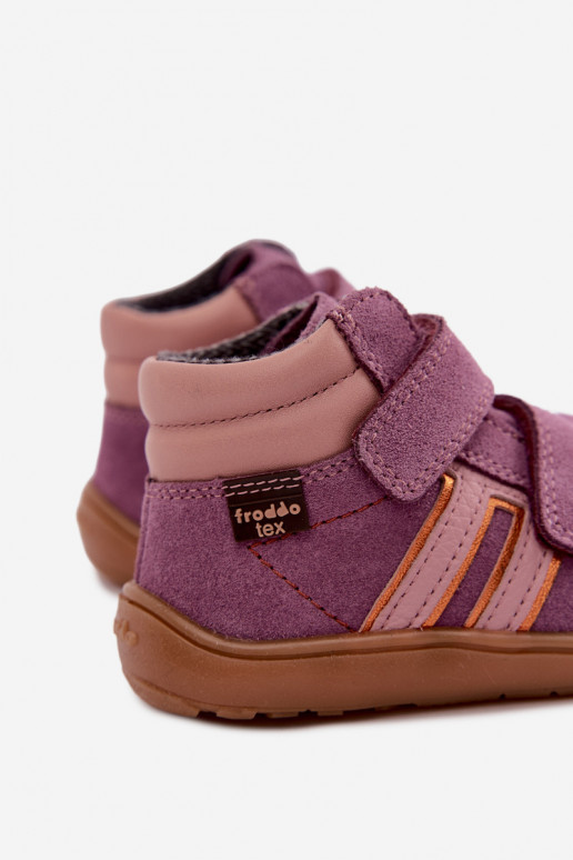 Calçado infantil de camurça sintética Barefoot FRODDO G3110285-12 roxo