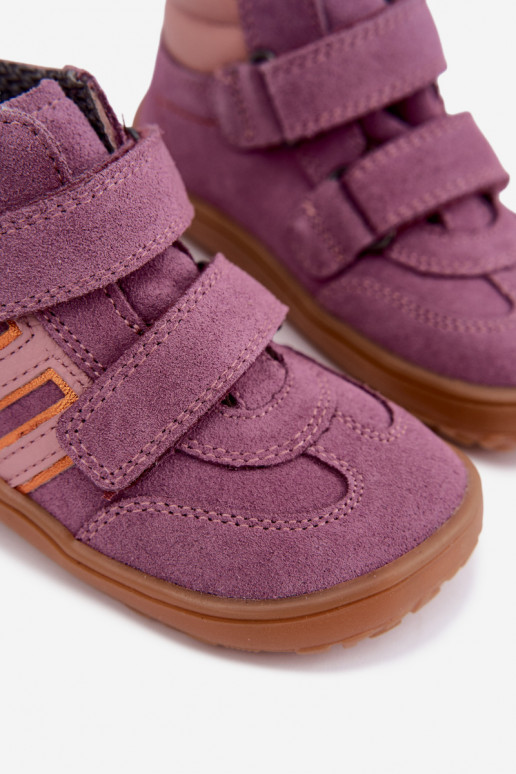 Calçado infantil de camurça sintética Barefoot FRODDO G3110285-12 roxo
