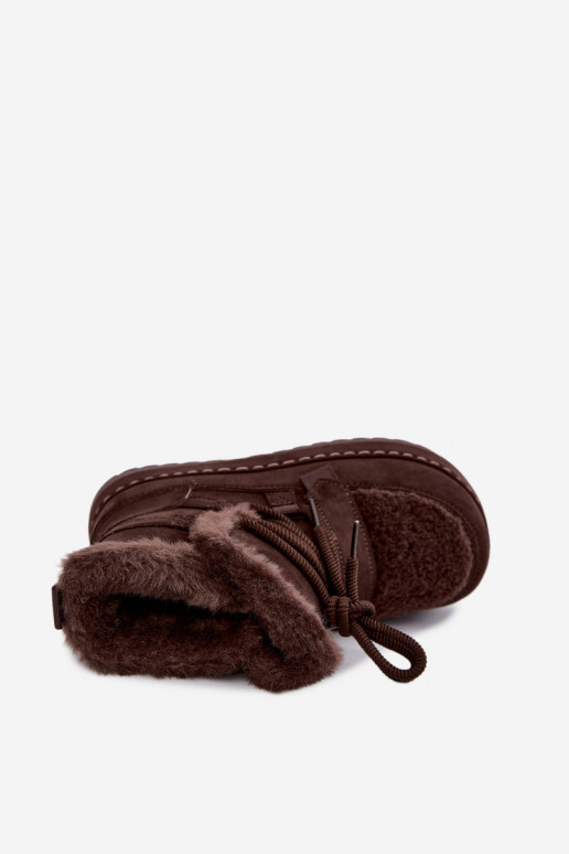 Botas de inverno com atacadores e plataforma em chocolate Coraliah