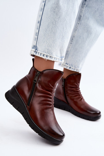 Botins quentes com plataforma e babados Vinceza 133117 castanhos 2