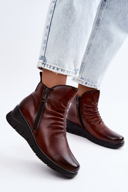 Botins quentes com plataforma e babados Vinceza 133117 castanhos