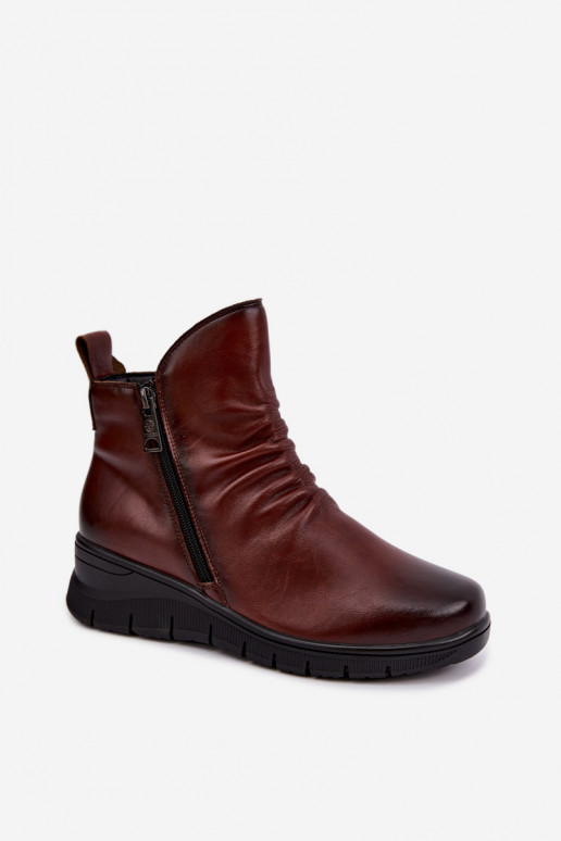 Botins quentes com plataforma e babados Vinceza 133117 castanhos