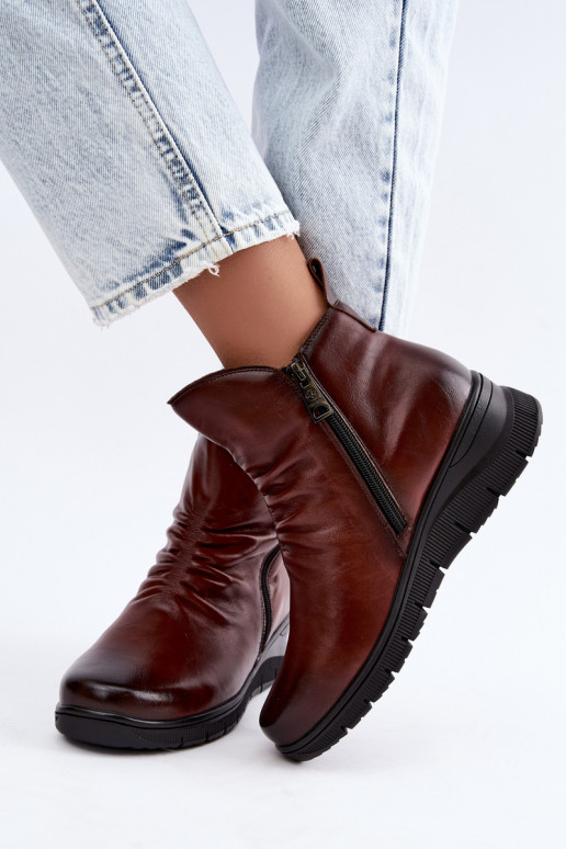Botins quentes com plataforma e babados Vinceza 133117 castanhos