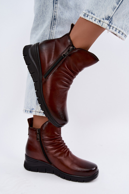 Botins quentes com plataforma e babados Vinceza 133117 castanhos