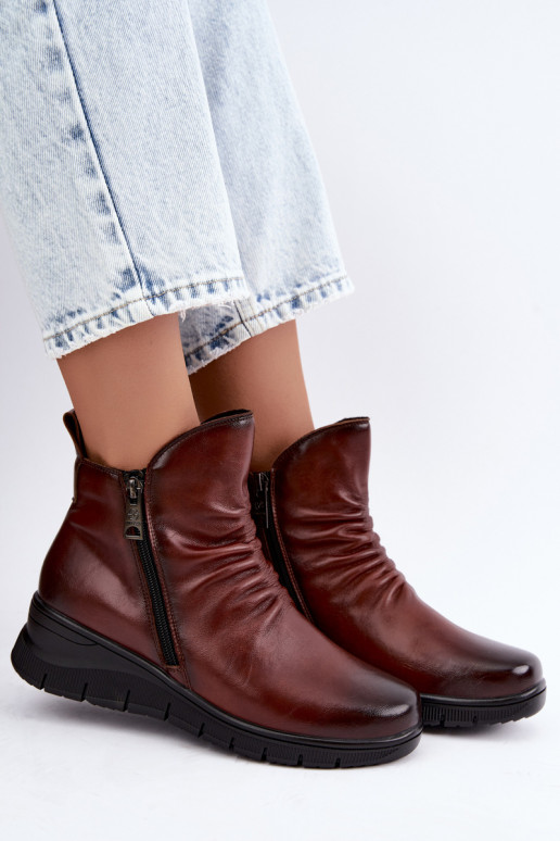 Botins quentes com plataforma e babados Vinceza 133117 castanhos