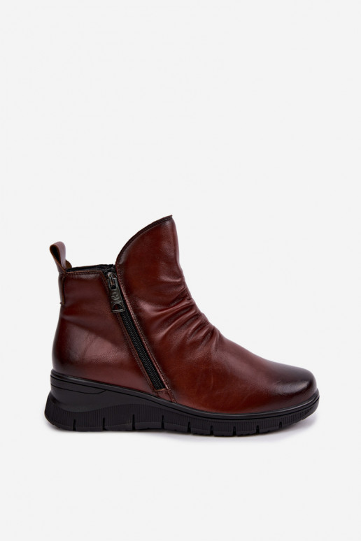 Botins quentes com plataforma e babados Vinceza 133117 castanhos