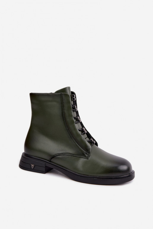 Botins quentes em couro natural Vinceza 133113 caqui