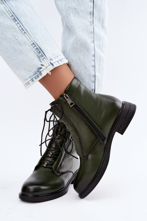 Botins quentes em couro natural Vinceza 133113 caqui