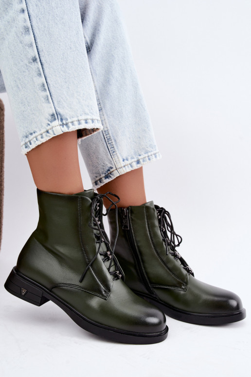 Botins quentes em couro natural Vinceza 133113 caqui