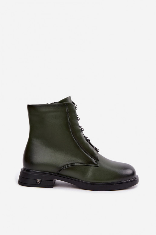 Botins quentes em couro natural Vinceza 133113 caqui