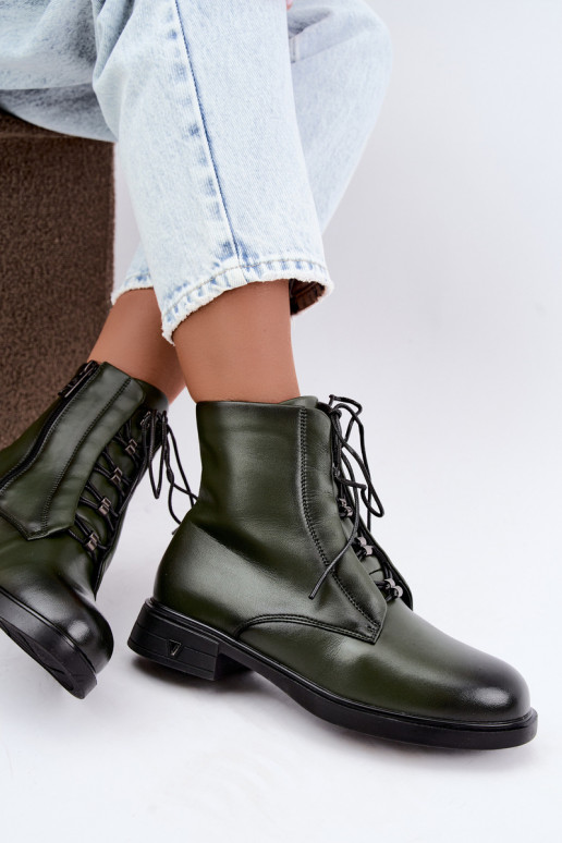 Botins quentes em couro natural Vinceza 133113 caqui