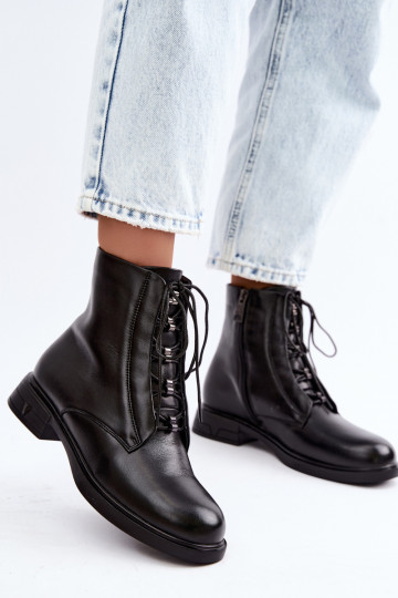 Botins quentes em couro natural Vinceza 133113 pretos
