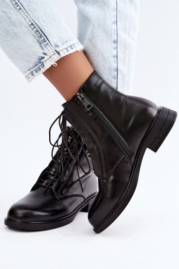 Botins quentes em couro natural Vinceza 133113 pretos 2
