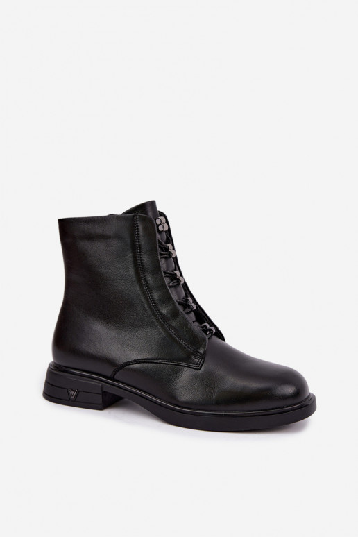 Botins quentes em couro natural Vinceza 133113 pretos