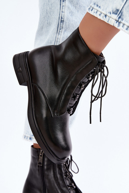 Botins quentes em couro natural Vinceza 133113 pretos