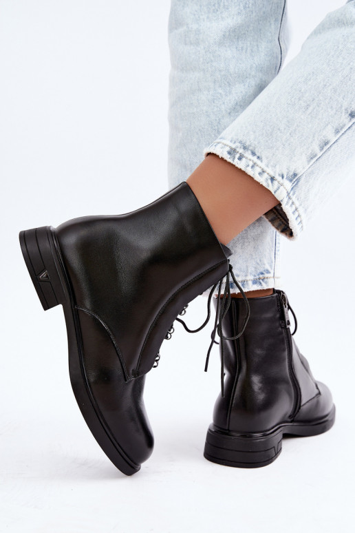Botins quentes em couro natural Vinceza 133113 pretos