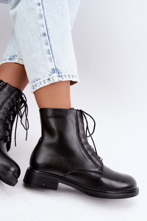 Botins quentes em couro natural Vinceza 133113 pretos