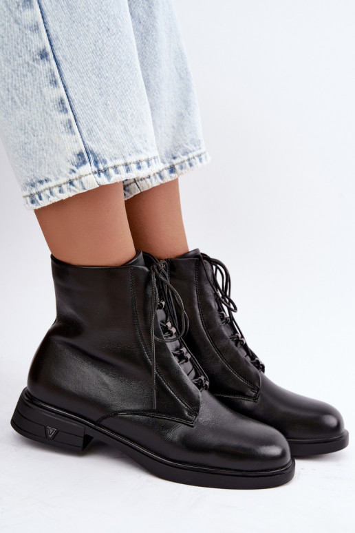 Botins quentes em couro natural Vinceza 133113 pretos
