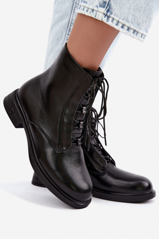 Botins quentes em couro natural Vinceza 133113 pretos