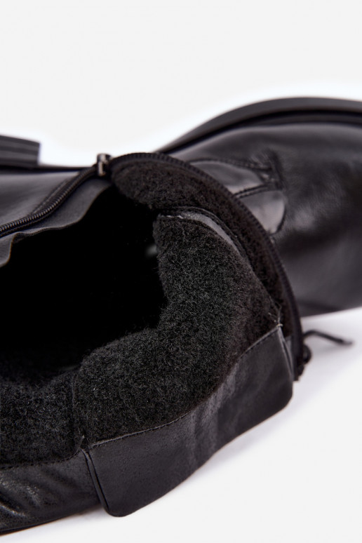 Botins quentes em couro natural Vinceza 133113 pretos