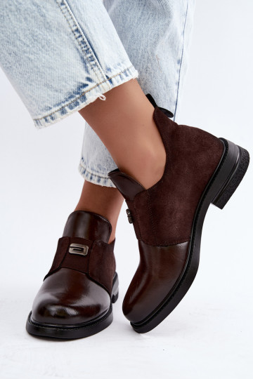 Botins femininos com salto largo e design slip-on Vinceza 58679 chocolate 2