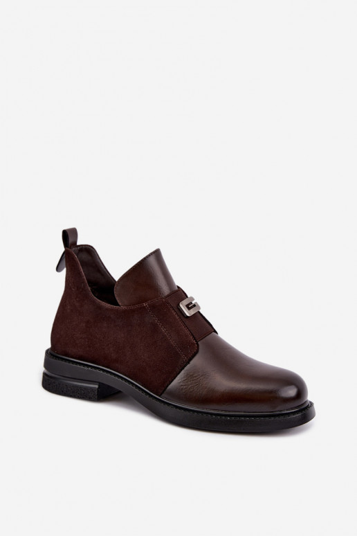 Botins femininos com salto largo e design slip-on Vinceza 58679 chocolate