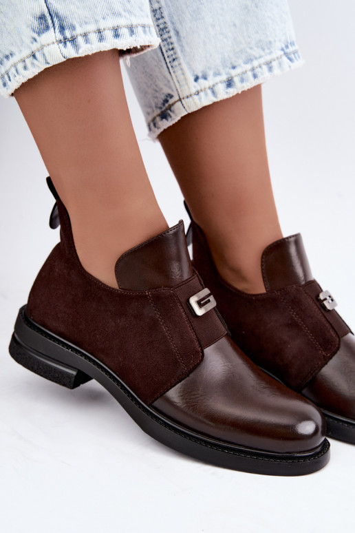 Botins femininos com salto largo e design slip-on Vinceza 58679 chocolate