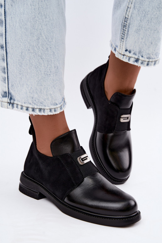 Botins femininos com salto largo e design slip-on Vinceza 58679 pretos
