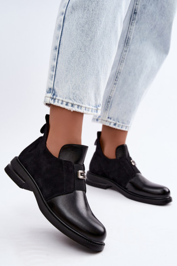 Botins femininos com salto largo e design slip-on Vinceza 58679 pretos 2