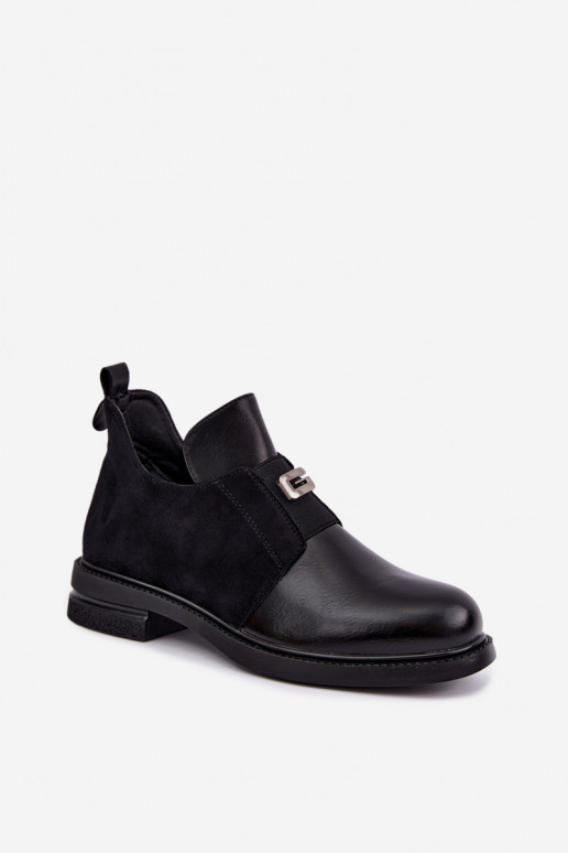 Botins femininos com salto largo e design slip-on Vinceza 58679 pretos