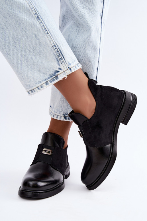 Botins femininos com salto largo e design slip-on Vinceza 58679 pretos