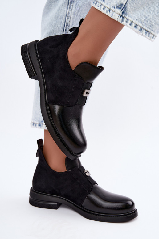 Botins femininos com salto largo e design slip-on Vinceza 58679 pretos