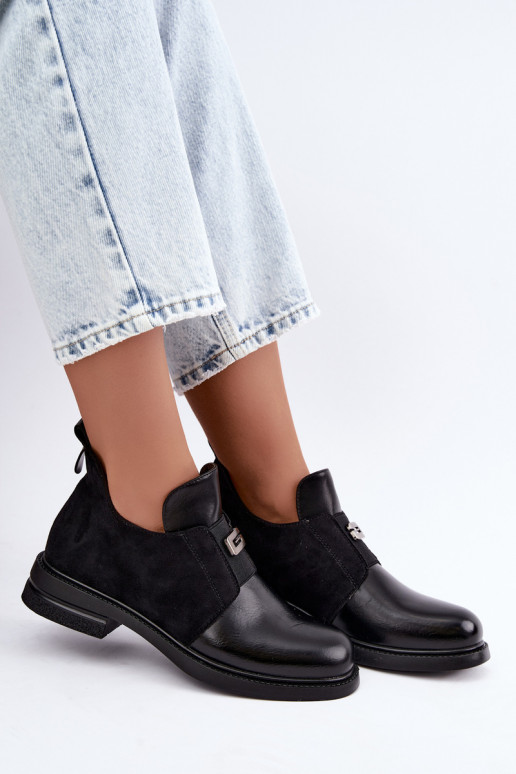 Botins femininos com salto largo e design slip-on Vinceza 58679 pretos