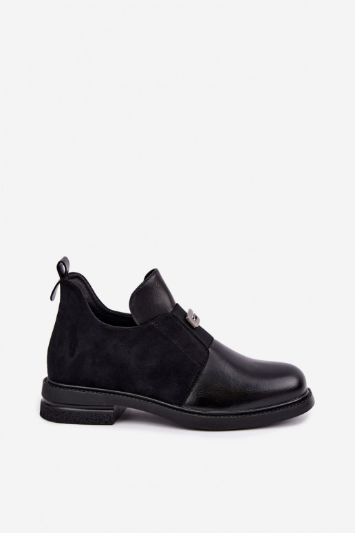 Botins femininos com salto largo e design slip-on Vinceza 58679 pretos