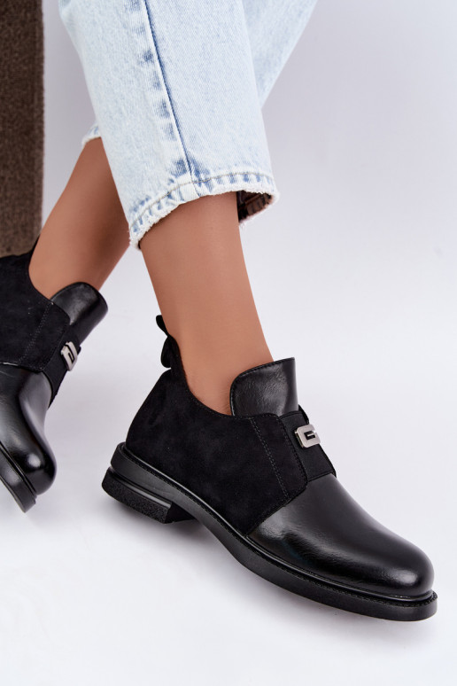 Botins femininos com salto largo e design slip-on Vinceza 58679 pretos
