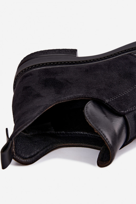 Botins femininos com salto largo e design slip-on Vinceza 58679 pretos
