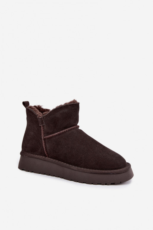 Botas de neve em camurça sintética com isolamento e pelo por dentro Vinceza 97961 chocolate