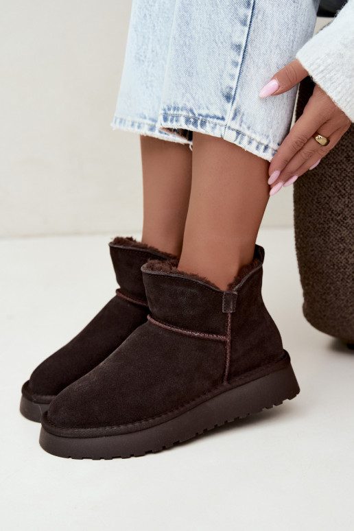Botas de neve em camurça sintética com isolamento e pelo por dentro Vinceza 97961 chocolate