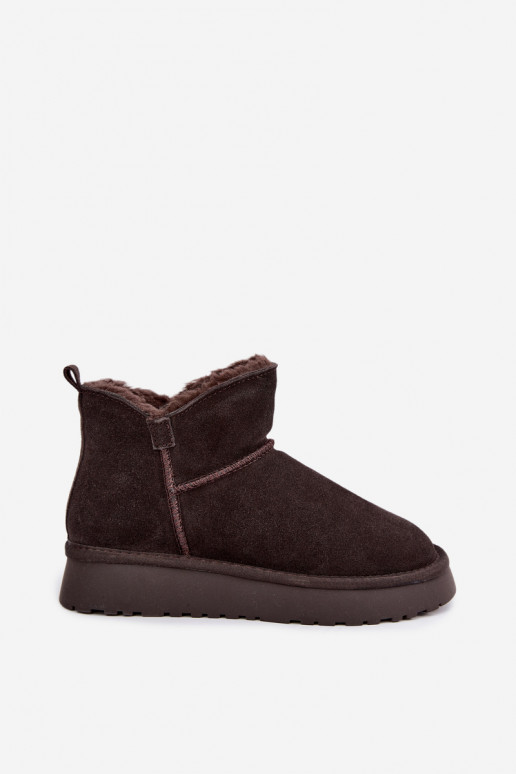 Botas de neve em camurça sintética com isolamento e pelo por dentro Vinceza 97961 chocolate