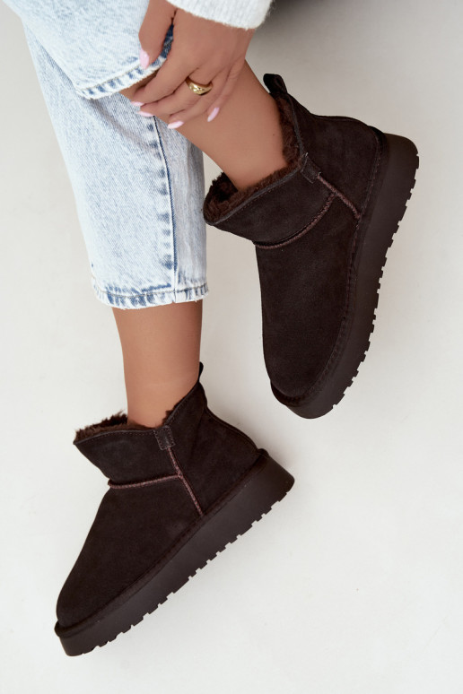 Botas de neve em camurça sintética com isolamento e pelo por dentro Vinceza 97961 chocolate