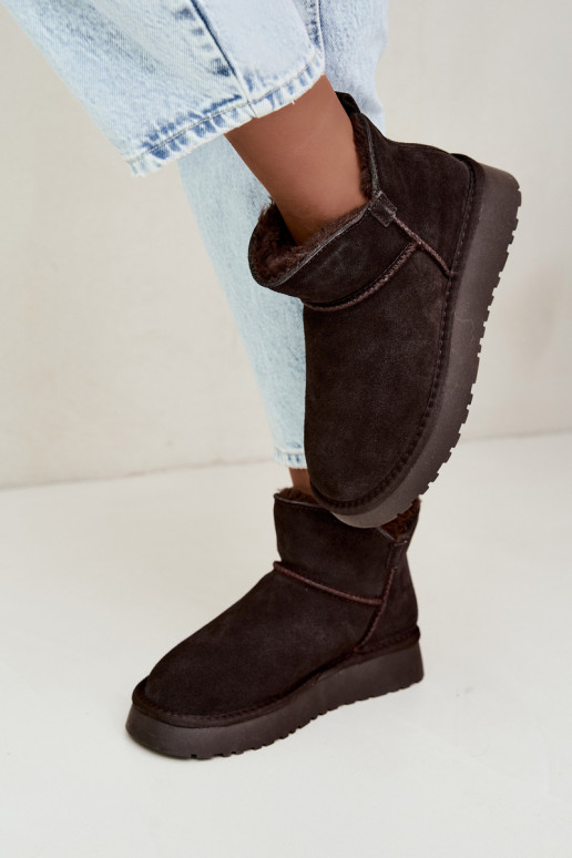 Botas de neve em camurça sintética com isolamento e pelo por dentro Vinceza 97961 chocolate