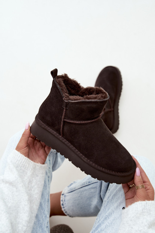 Botas de neve em camurça sintética com isolamento e pelo por dentro Vinceza 97961 chocolate