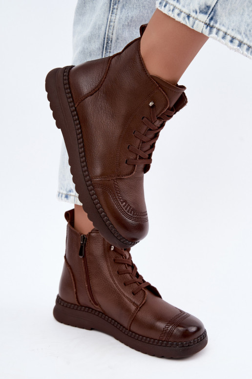 Botins quentes femininos Vinceza 107249 castanhos