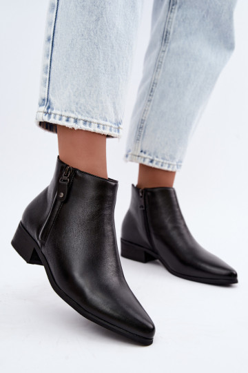 Botins de couro de salto baixo Vinceza 133136 na cor preta 2