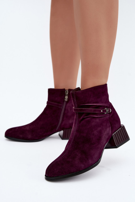 Botins femininos de camurça sintética Klocke isolados D&A CR62-3476 na cor ameixa