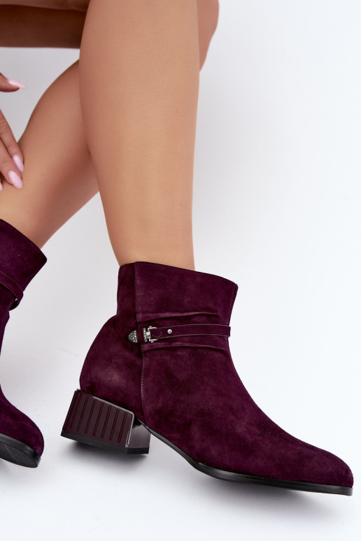 Botins femininos de camurça sintética Klocke isolados D&A CR62-3476 na cor ameixa
