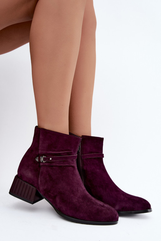Botins femininos de camurça sintética Klocke isolados D&A CR62-3476 na cor ameixa
